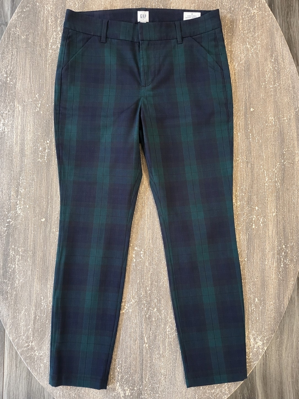 GAP Signature Skinny Ankle Plaid Pants Women’s Size 8 Blackwatch Green & Navy